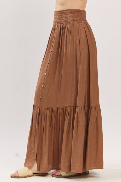 Tiered Center Slit Maxi Skirt - VS3399A