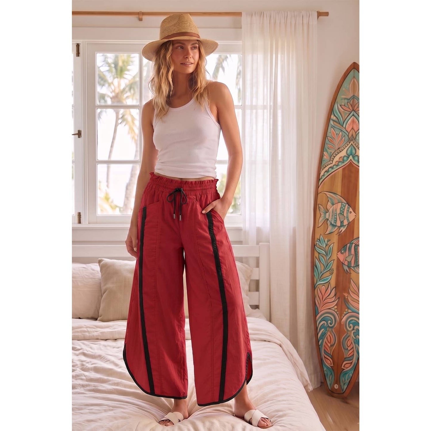 Tulip Sporty Stripe Nylon Pull On Pants
