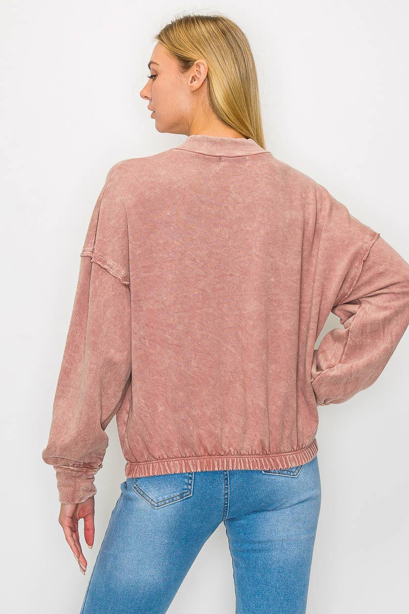 Mineral Wash Half-zip top HE5541T