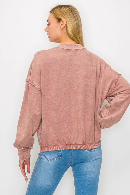 Mineral Wash Half-zip top HE5541T