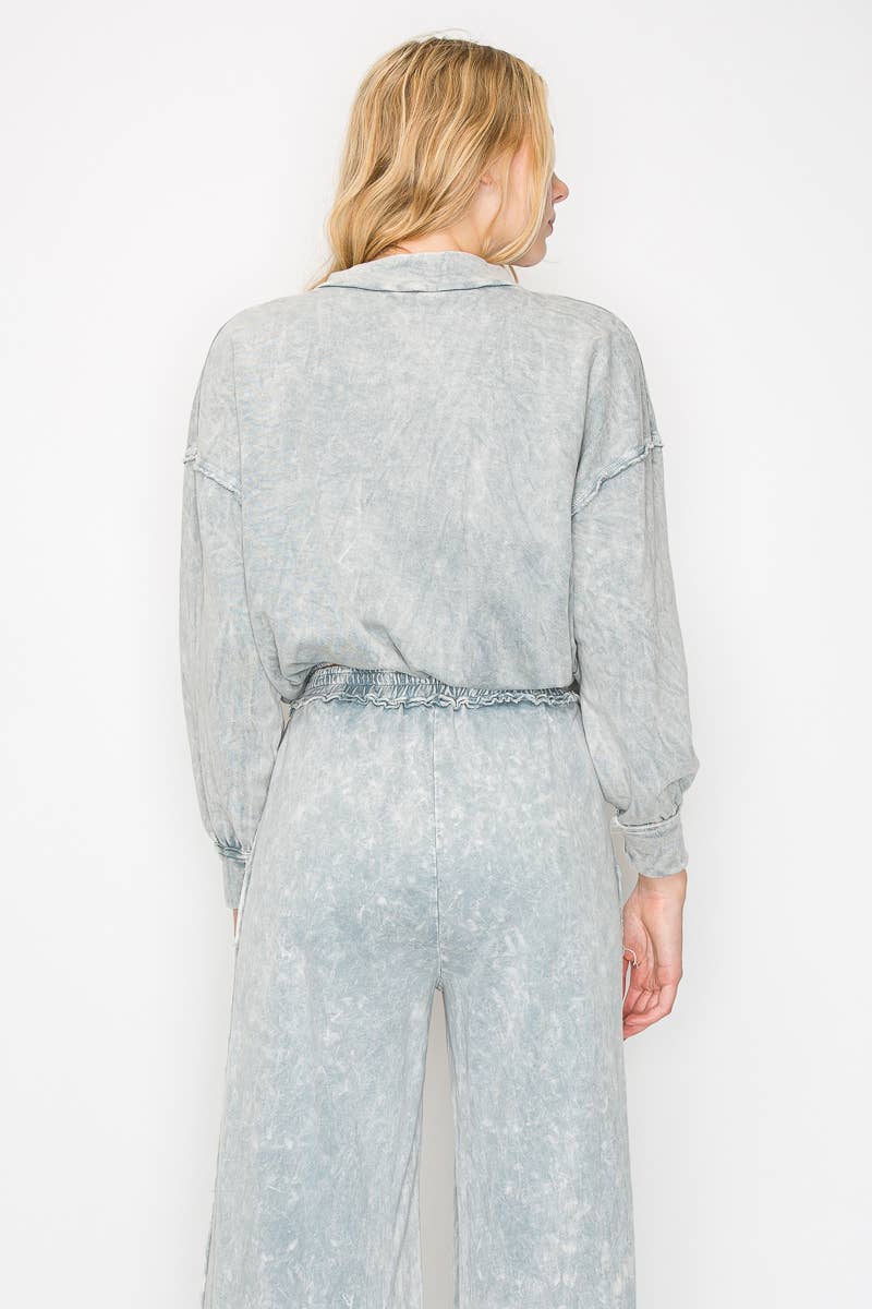 Mineral Wash Half-zip top HE5541T