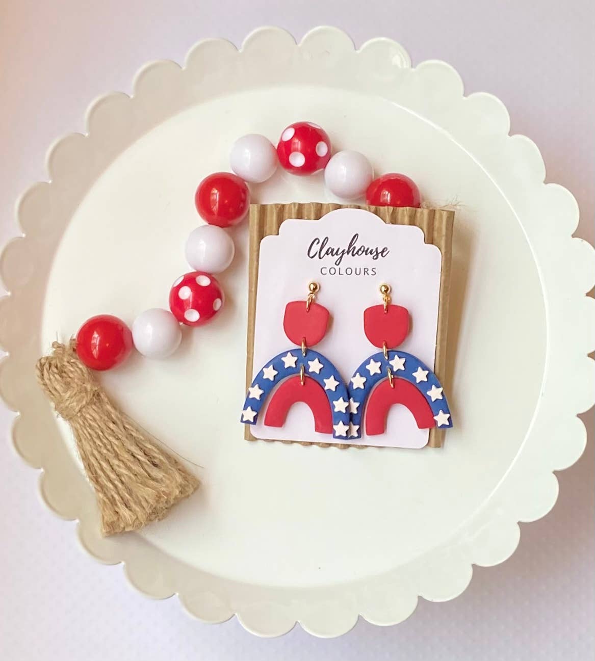 Red, White & Blue Clay Earrings 