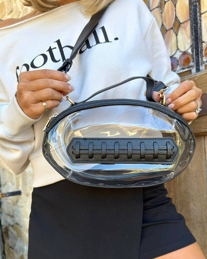 TG10695 Clear Gameday Football Stitch Detail Crossbody Bag