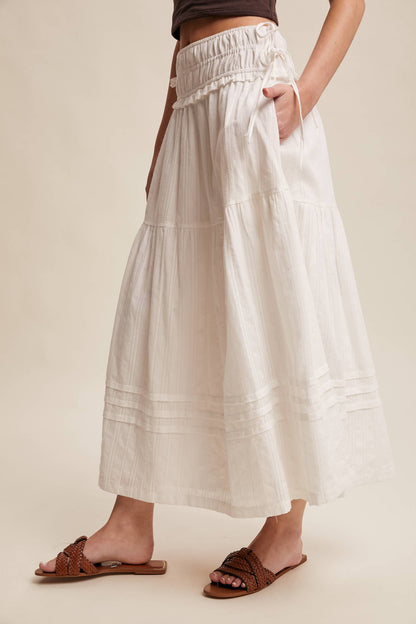 Textured Cotton Maxi Skirt