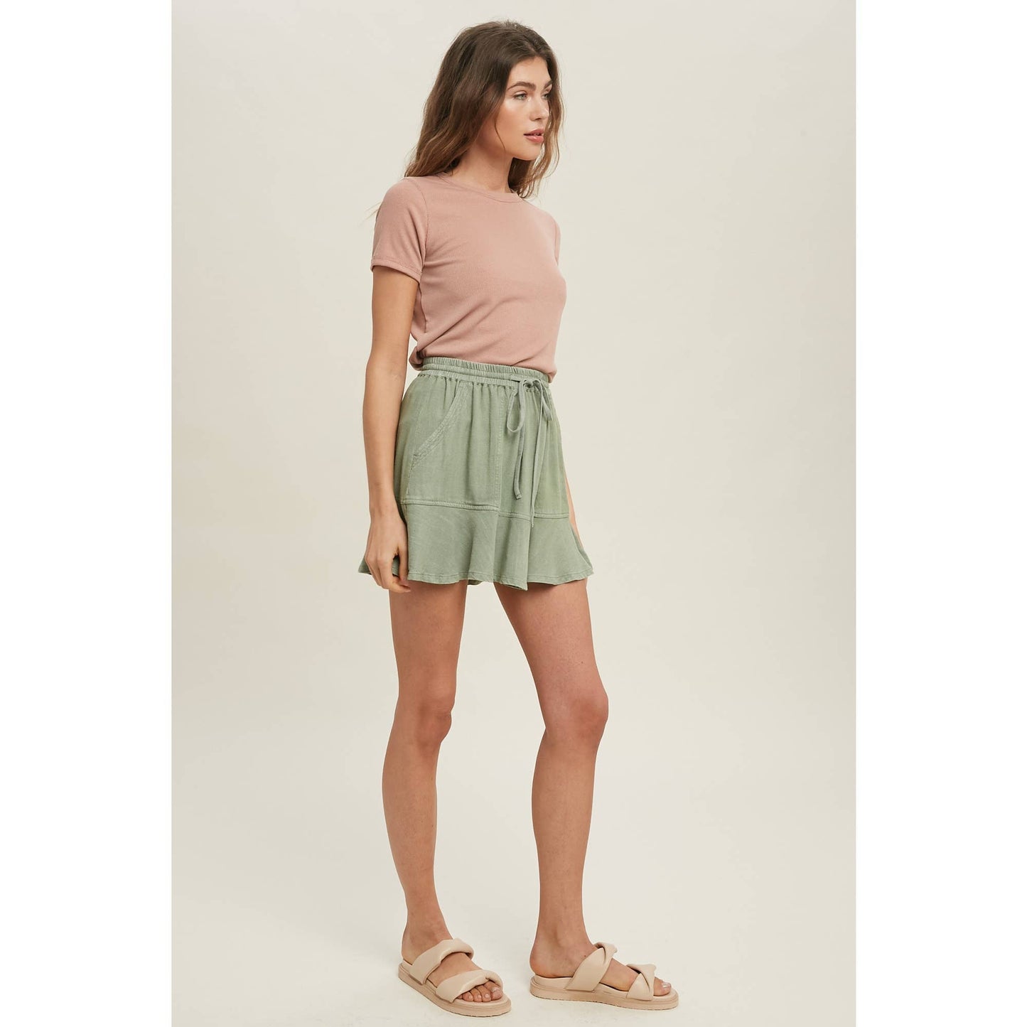 RIBBED KNIT BASIC T-SHIRT / WL18-1714