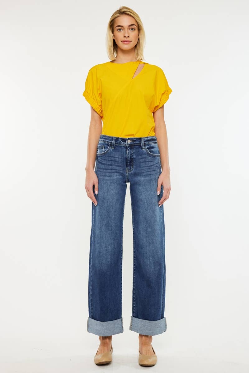 OPEN PACK HIGH RISE WIDE LEG JEANS-KC20083M