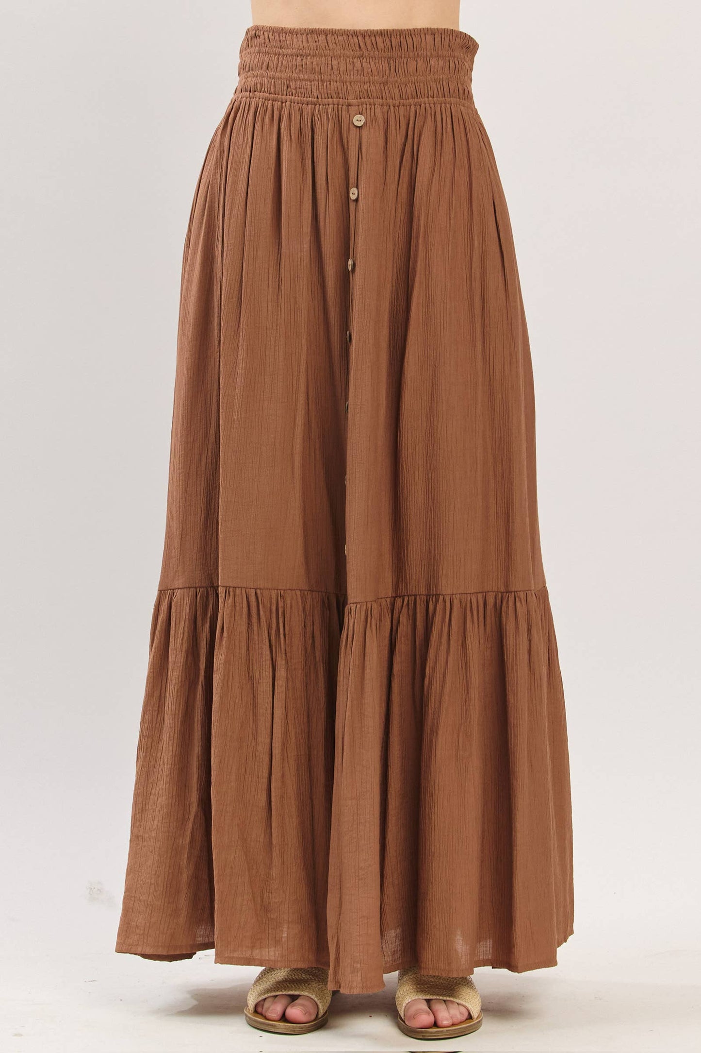 Tiered Center Slit Maxi Skirt - VS3399A