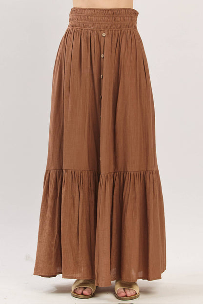 Tiered Center Slit Maxi Skirt - VS3399A