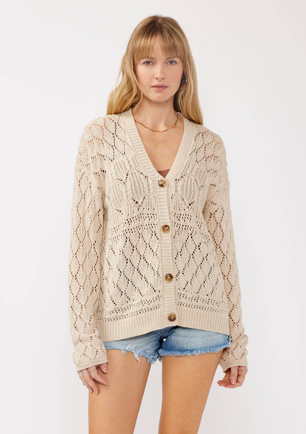 V-neck Button-Front Ribbed Sweater Cardigan