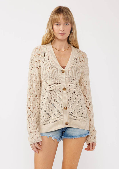 V-neck Button-Front Ribbed Sweater Cardigan