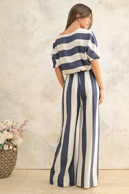 P4524ST   WIDE STRIPE WIDE LEG TROUSERS