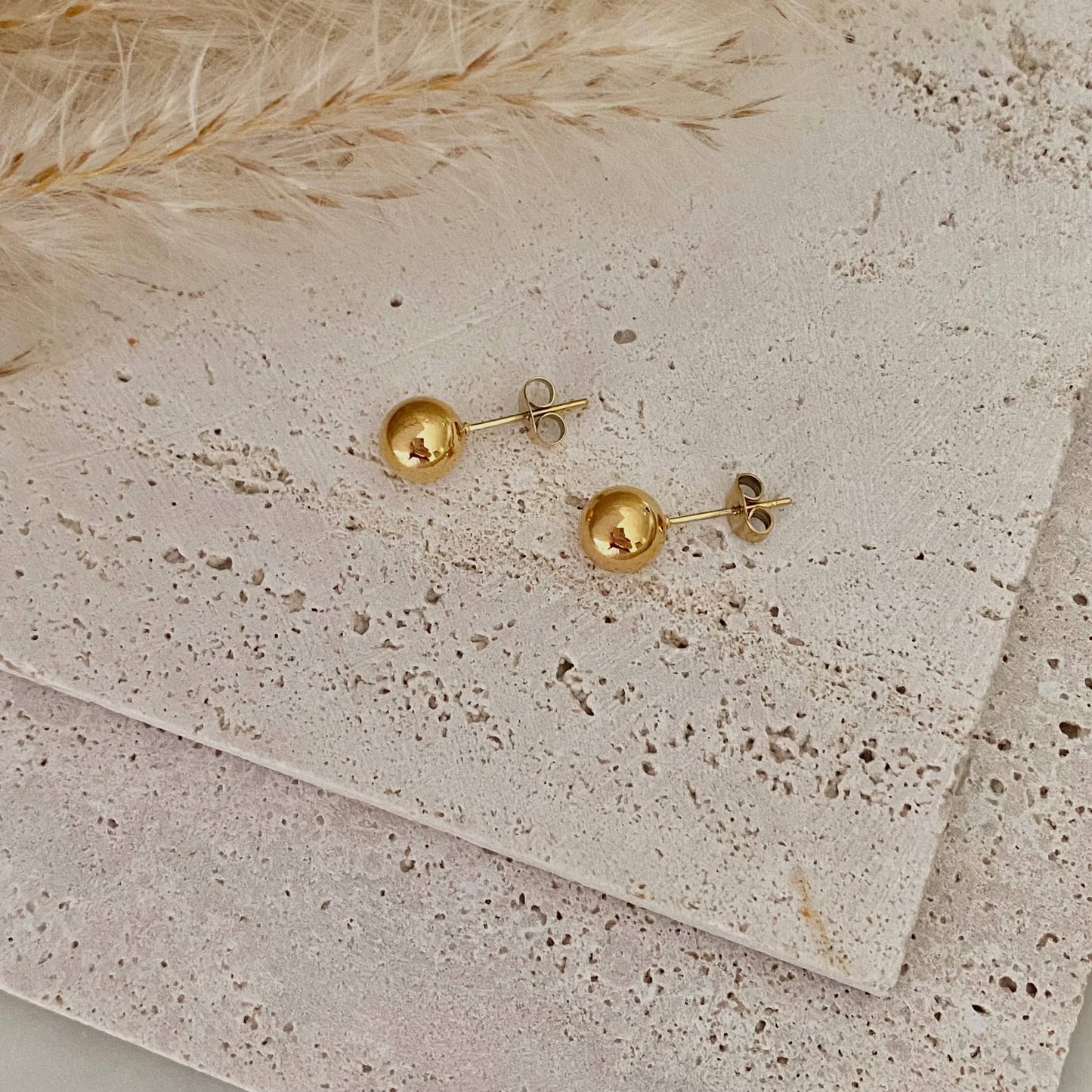 Simple 18k Gold Plated Stud post earrings water resistant