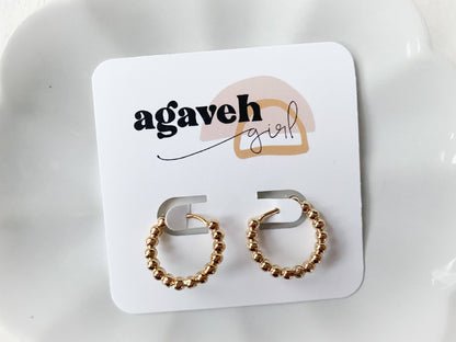 Beaded Gold Hoops