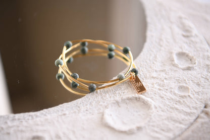 Gemstone and Gold Tube Double Wrap Bracelets