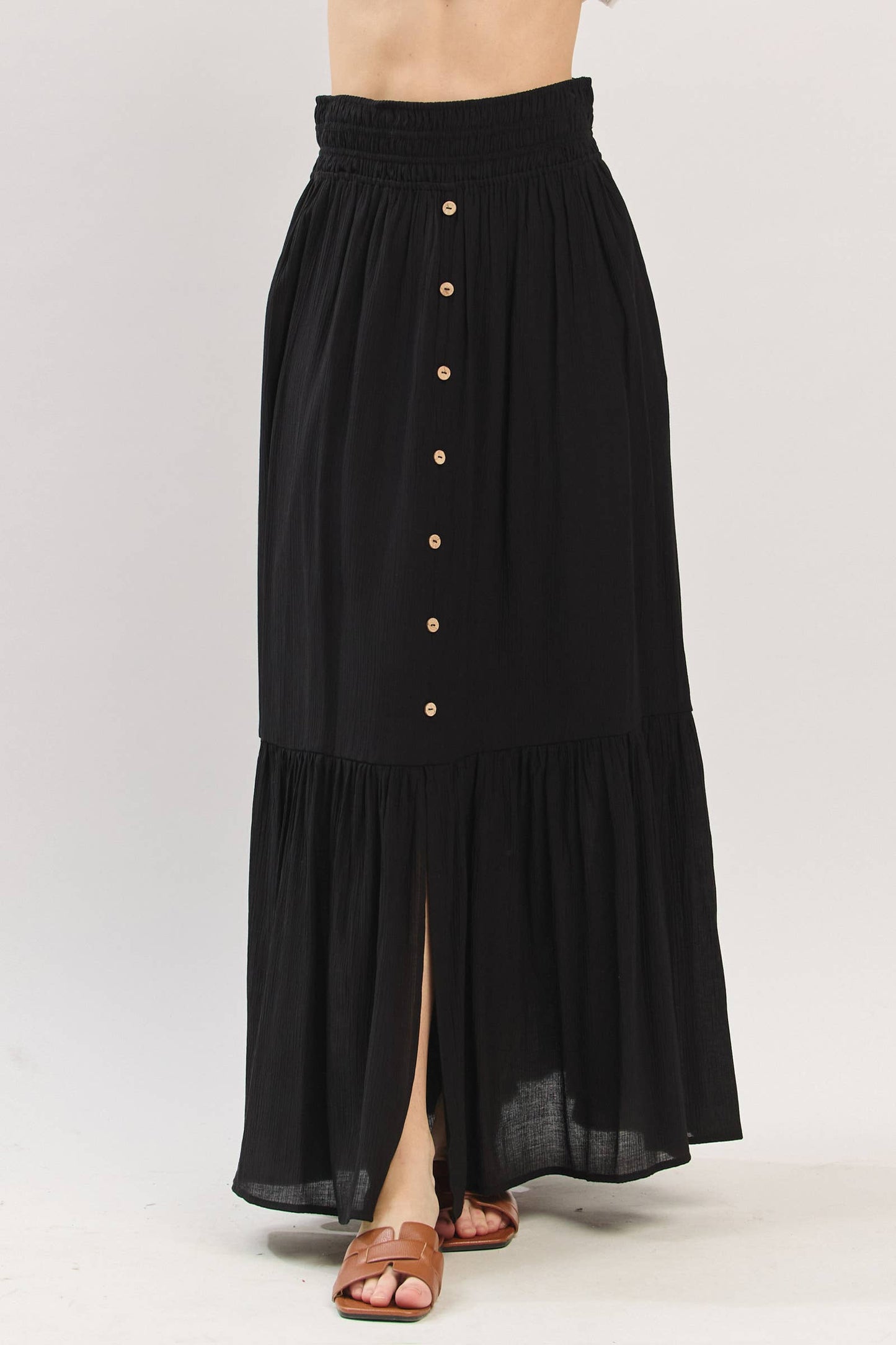 Tiered Center Slit Maxi Skirt - VS3399A