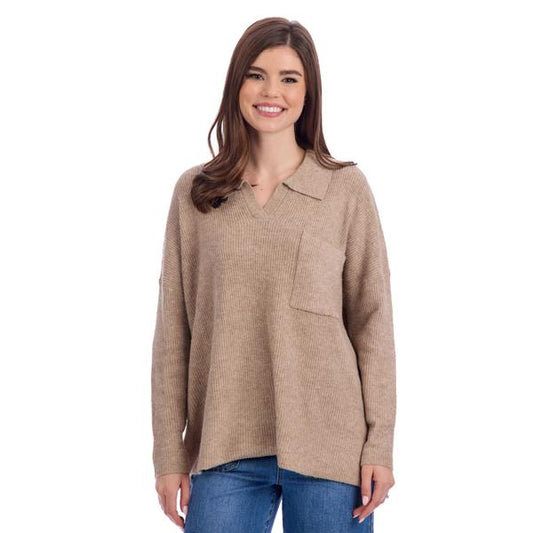 TAN NOA COLLARED SWEATER