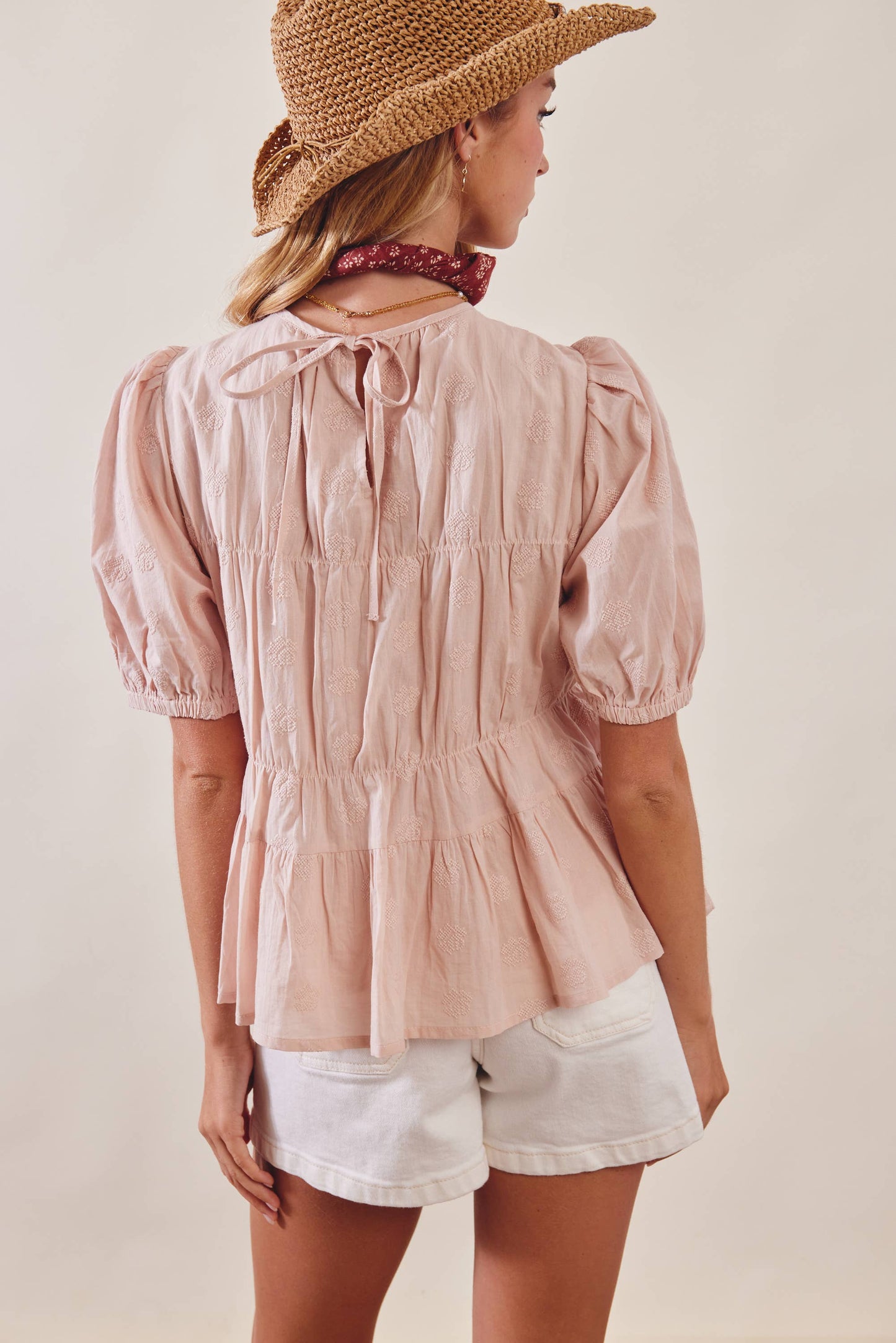 Embroidered Rose Peplum Blouse LT1458