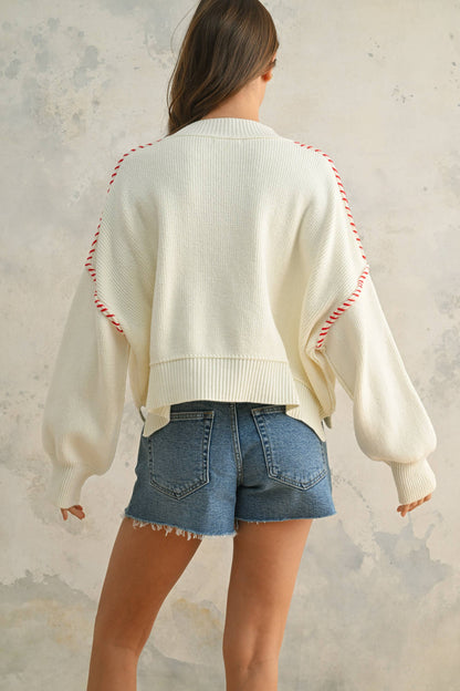 T4737   USA ROPE LETTER SWEATER