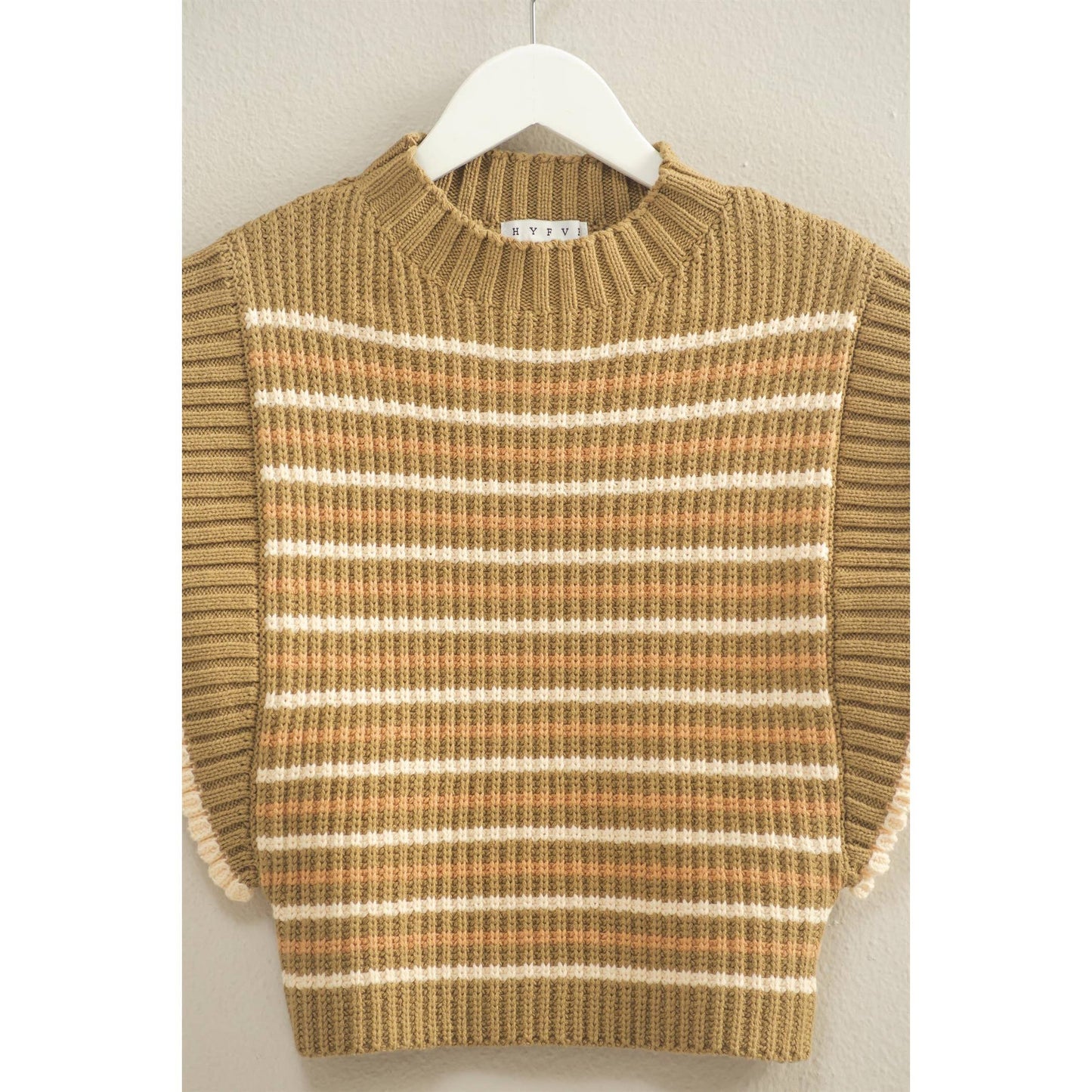 Chic Striped Mock Neck Sleeveless Sweater Vest