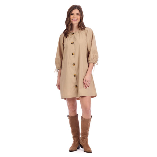 PHEEBEES BUTTON DRESS TAN