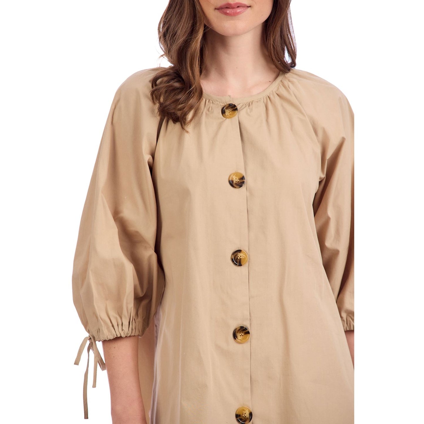 PHEEBEES BUTTON DRESS TAN