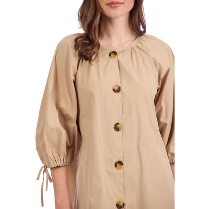 PHEEBEES BUTTON DRESS TAN