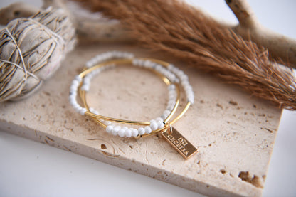 Gemstone and Gold Plated Triple Wrap Bracelets Holiday Gift