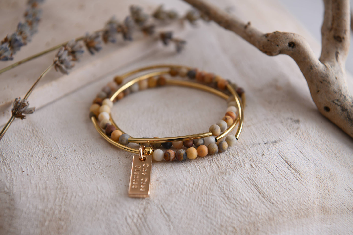 Gemstone and Gold Plated Triple Wrap Bracelets Holiday Gift