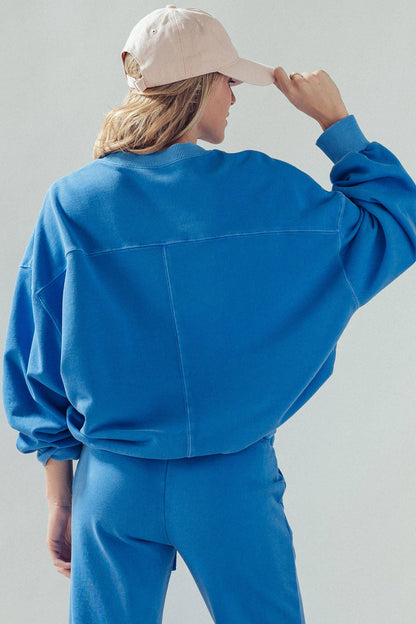 Crew Neck Comfort Washed  Spring Sweatshirt