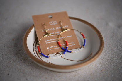 4th of July Seed Bead Earrings Hoop Earrings Gold Earrings