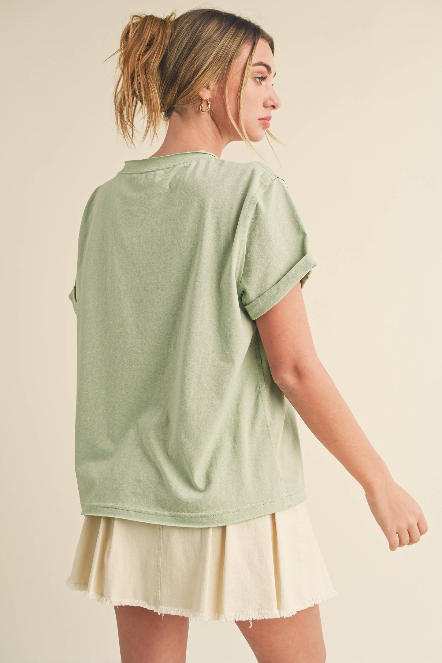 8314DN Mali Baby Tee Short Sleeve Top: White / Contemporary / S