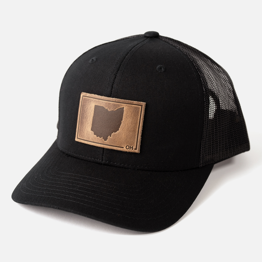Ohio Silhouette Hat | Leather Patch Trucker Hat