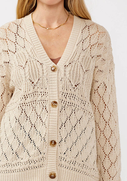 V-neck Button-Front Ribbed Sweater Cardigan