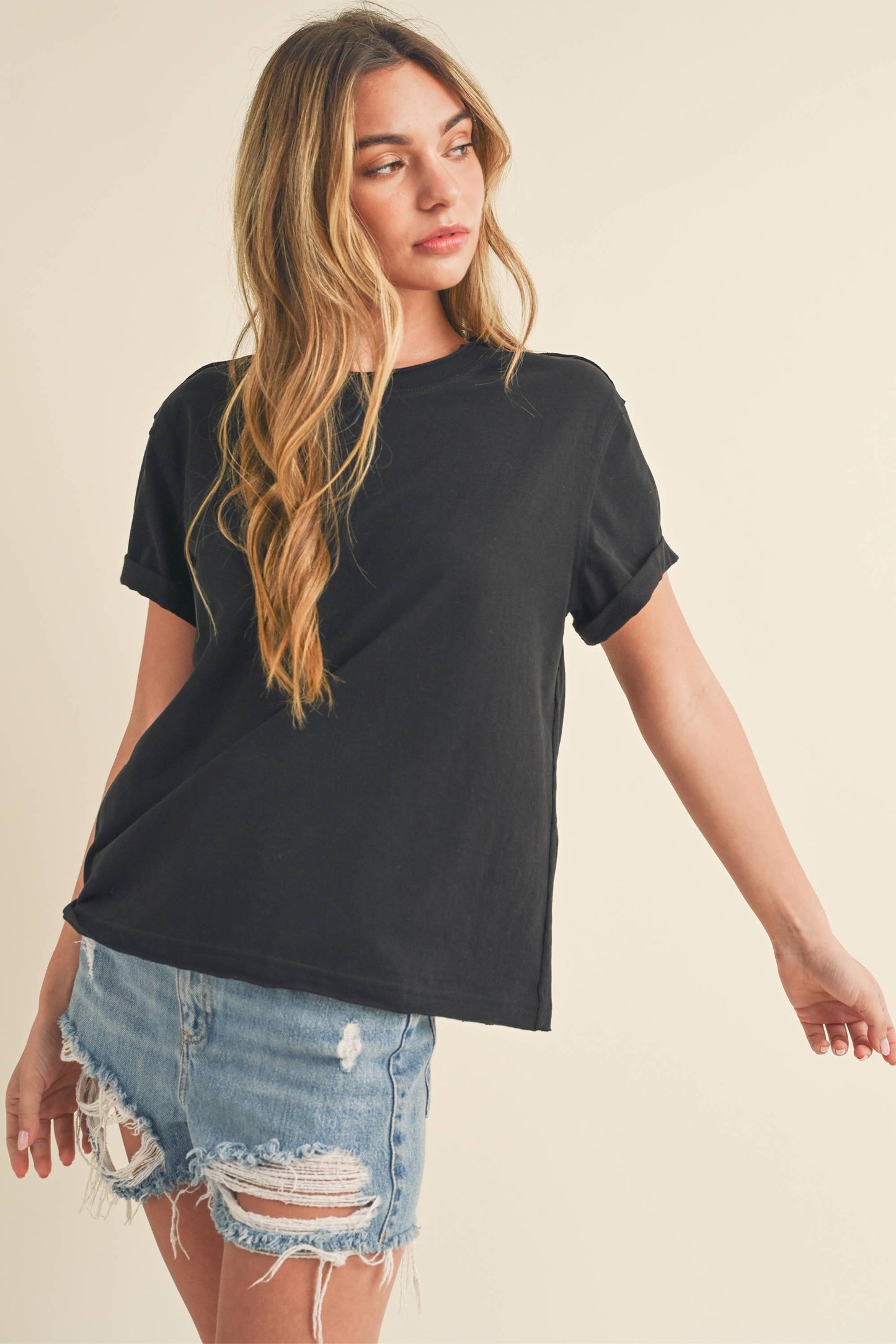 8314DN Mali Baby Tee Short Sleeve Top: White / Contemporary / S