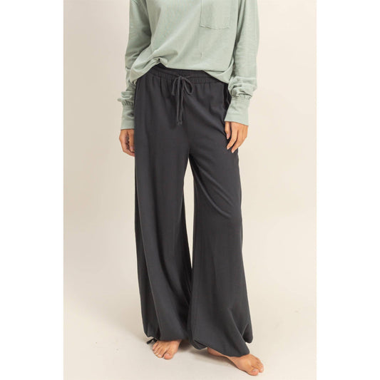 High Waist Drawstring Wide Leg Pants