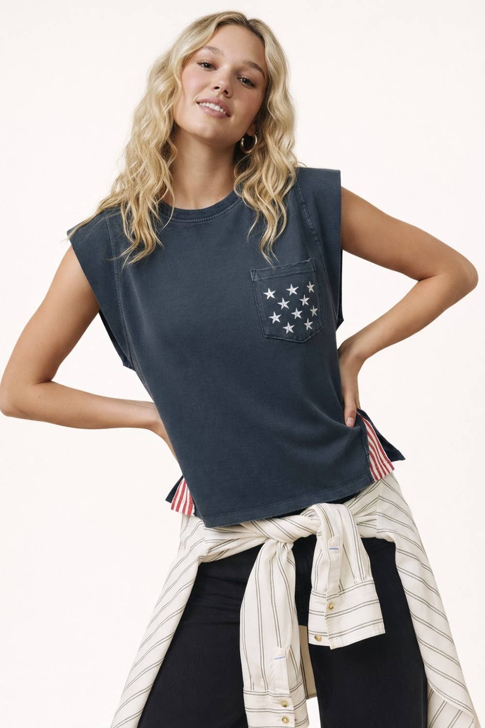 250th USA star pocket stripe side tank