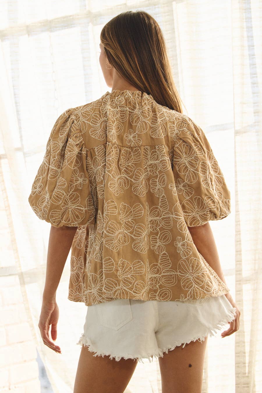 Embroidered Babydoll Blouse