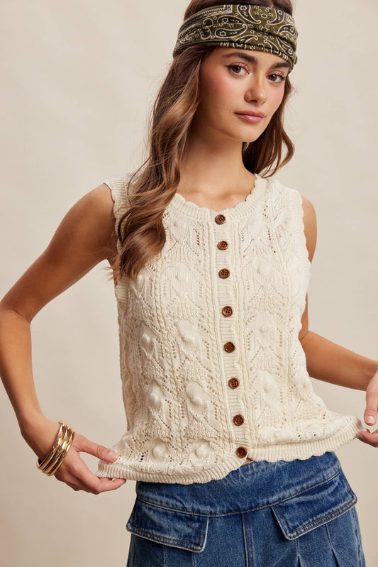 Reversible Pointelle Knit Vest Top LSW1049