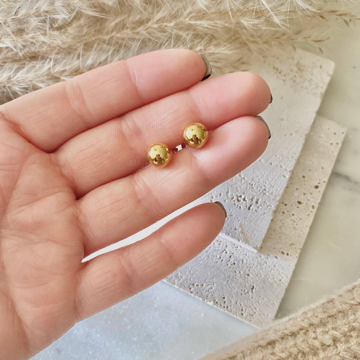 Simple 18k Gold Plated Stud post earrings water resistant