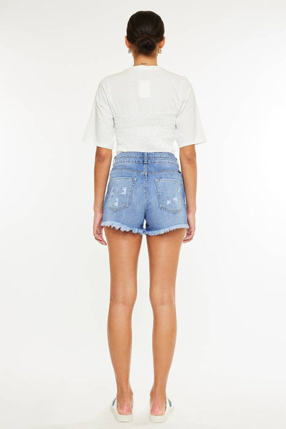 OPEN PACK HIGH RISE MOM DENIM SHORTS-KC8560NM