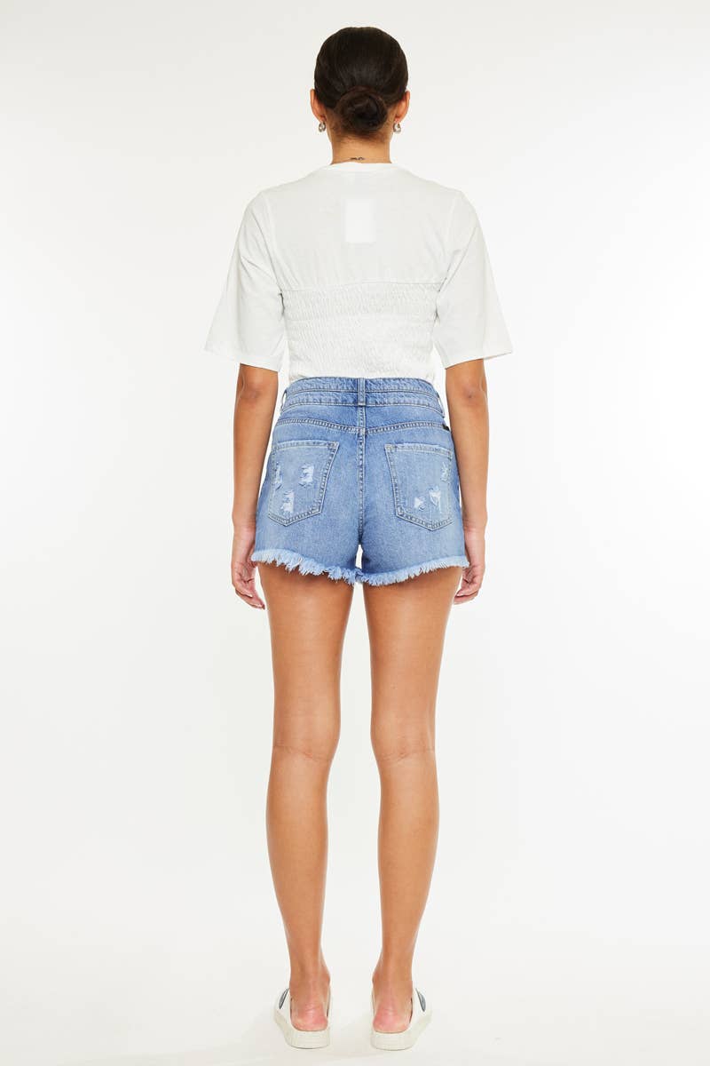 OPEN PACK HIGH RISE MOM DENIM SHORTS-KC8560NM