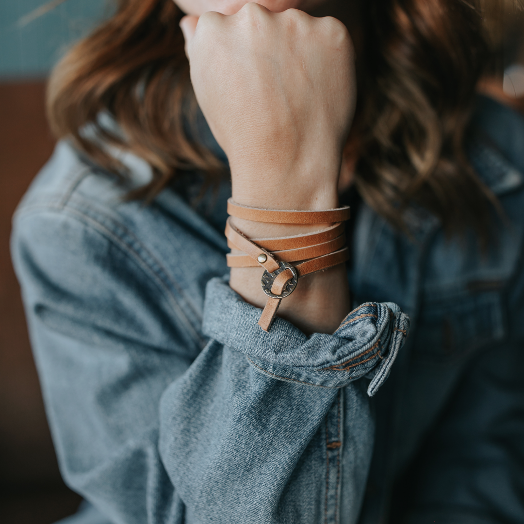 Full-Grain Leather Whitney Wrap Bracelet - USA Made