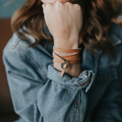 Full-Grain Leather Whitney Wrap Bracelet - USA Made