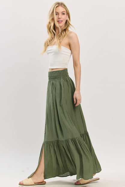 Tiered Center Slit Maxi Skirt - VS3399A