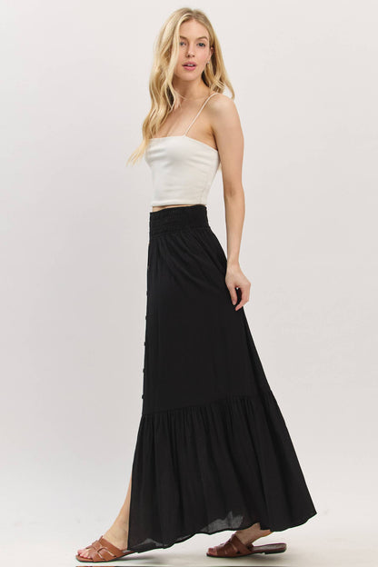 Tiered Center Slit Maxi Skirt - VS3399A