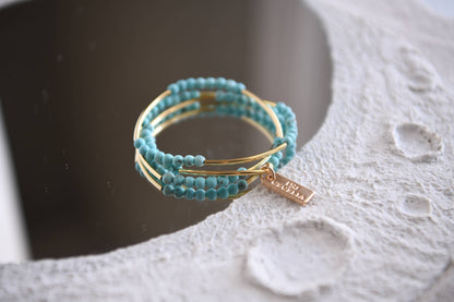 Gemstone and Gold Plated Triple Wrap Bracelets Holiday Gift
