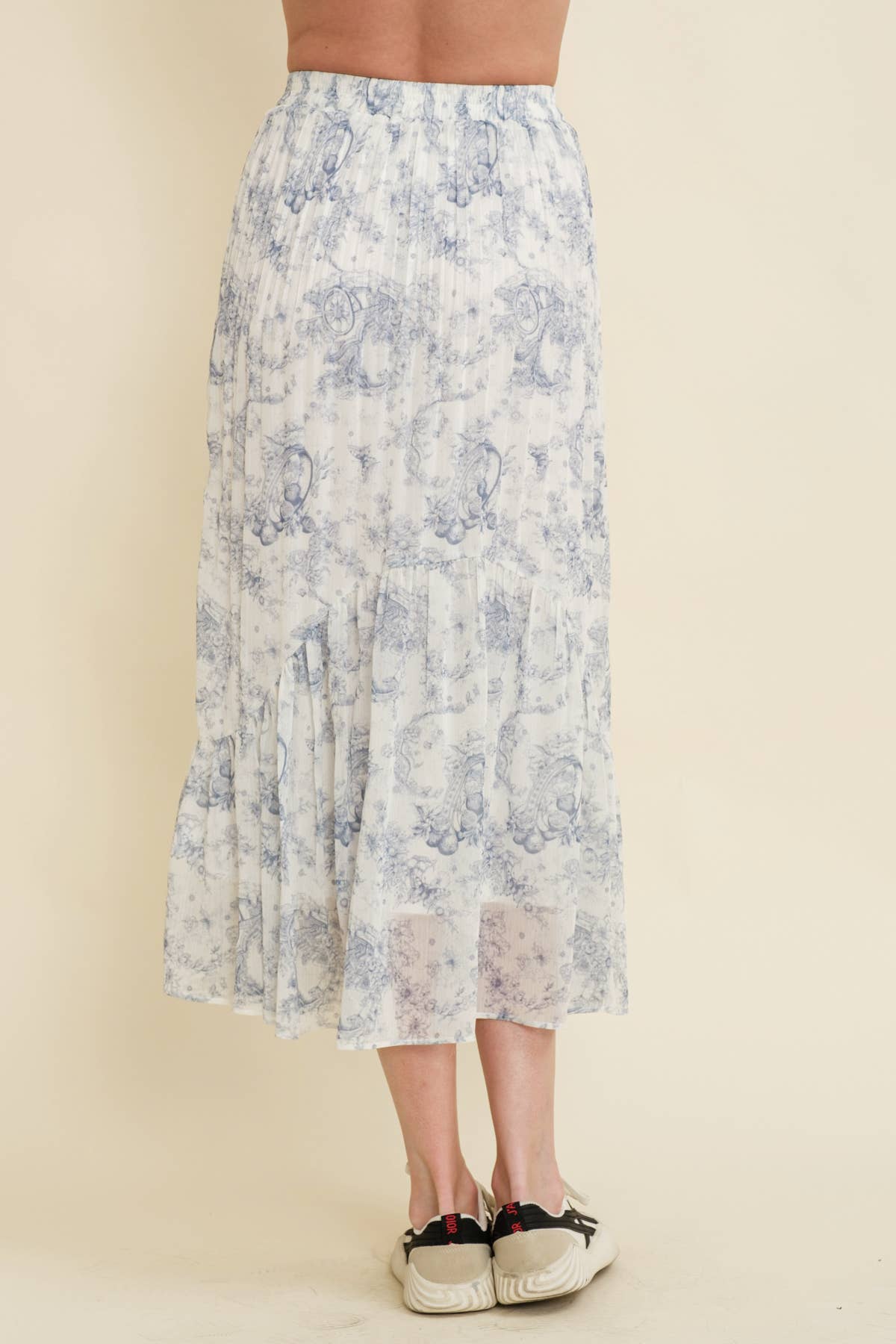 CS13363K - FLORAL PLEATED MIDI SKIRT