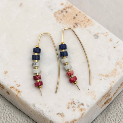 Red White & Blue Earrings | American Jewelry | Gold