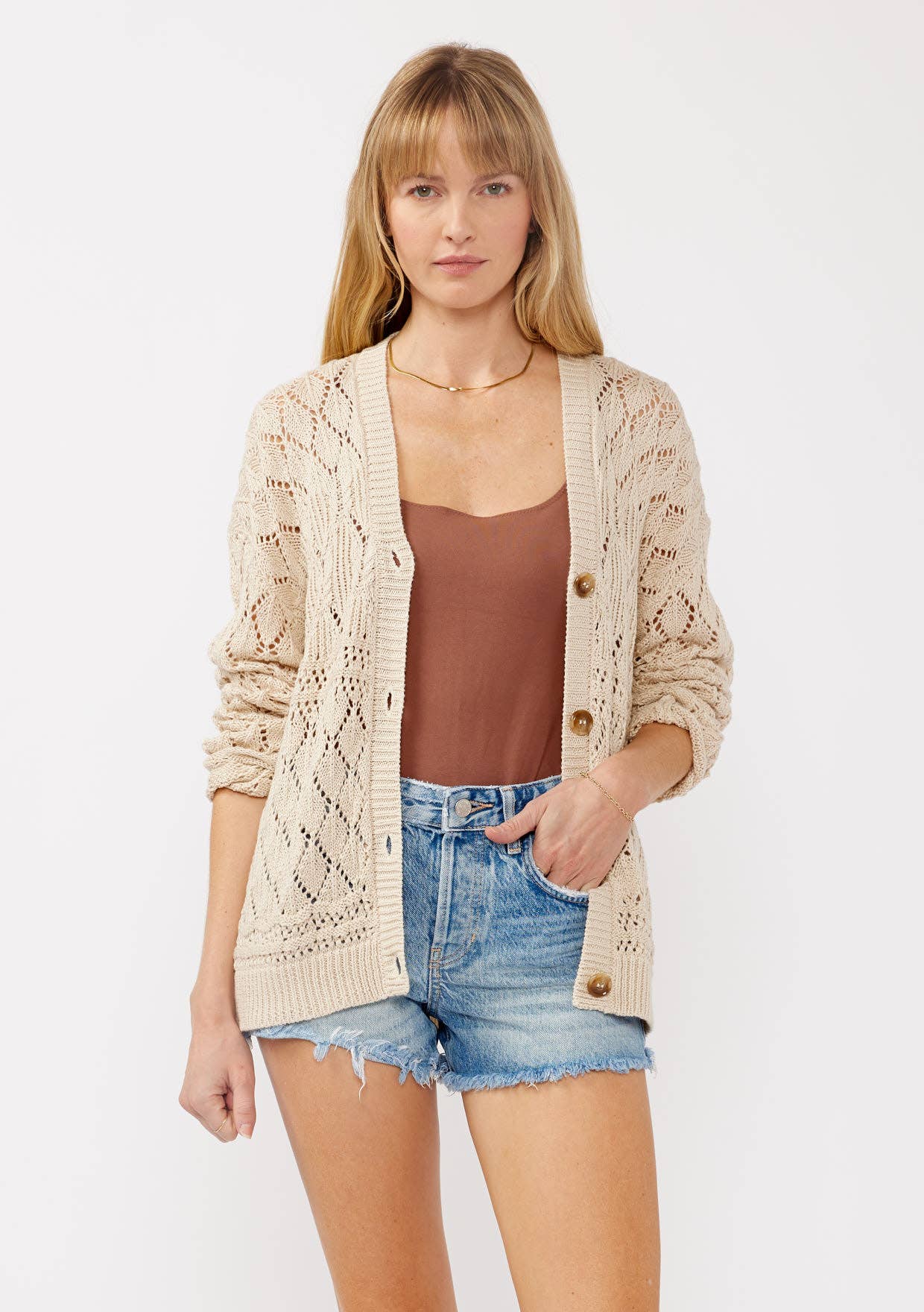 V-neck Button-Front Ribbed Sweater Cardigan