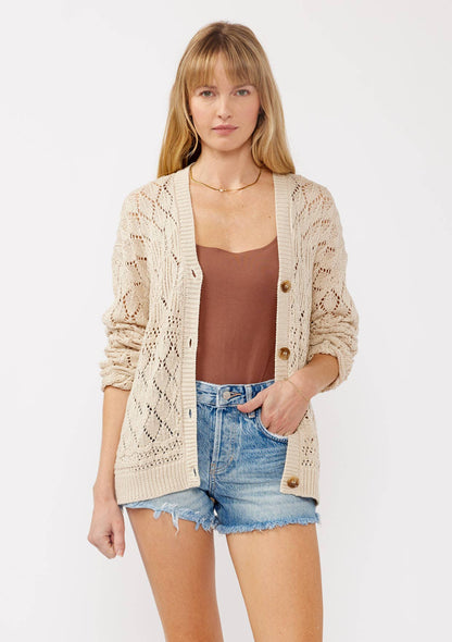 V-neck Button-Front Ribbed Sweater Cardigan